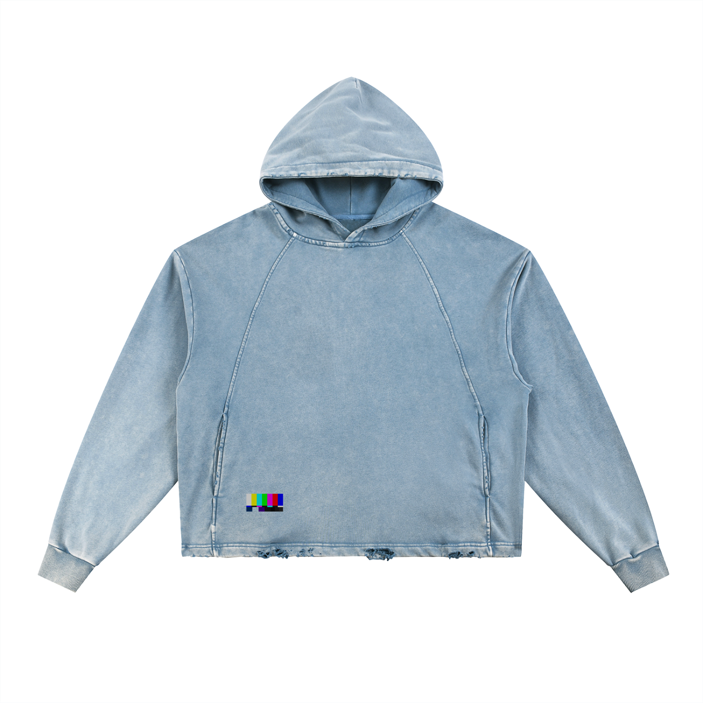 Static Washed Frayed-Hem Hoodie