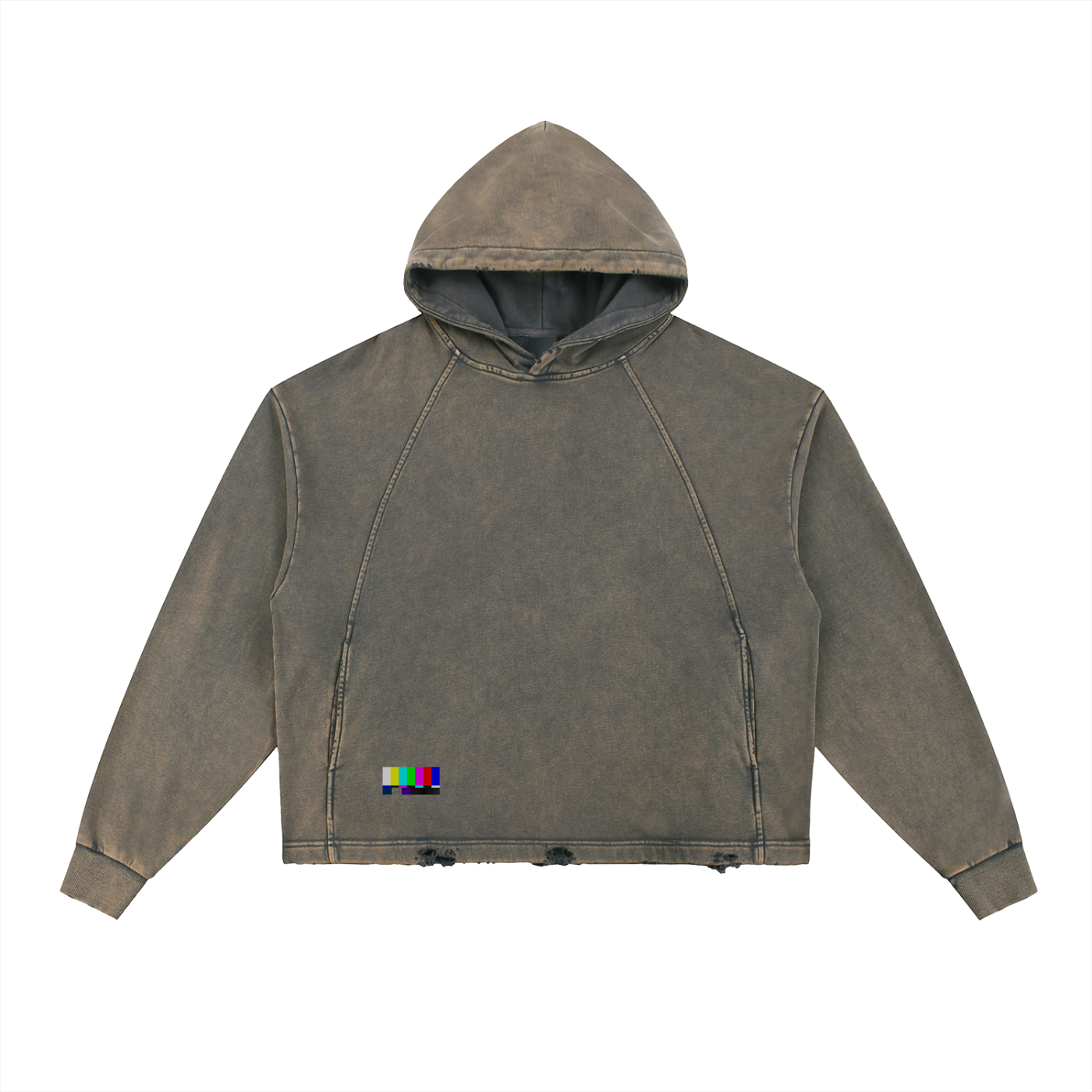 Static Washed Frayed-Hem Hoodie